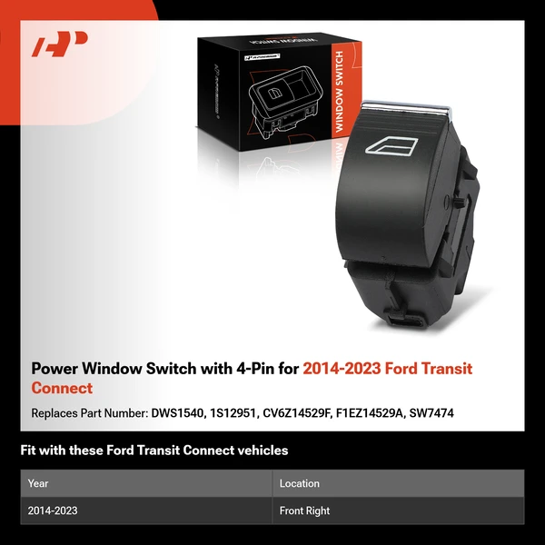 Power Window Switch with 4-Pin for 2014-2023 Ford Transit Connect