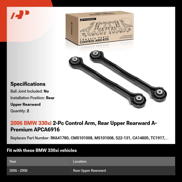 2006 BMW 330xi 2-Pc Control Arm, Rear Upper Rearward A-Premium APCA6916
