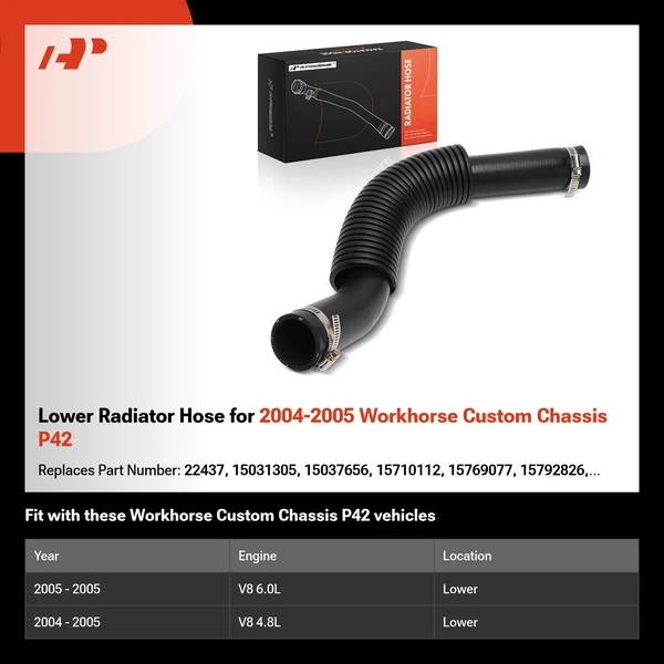 Lower Radiator Hose for 2004-2005 Workhorse Custom Chassis P42