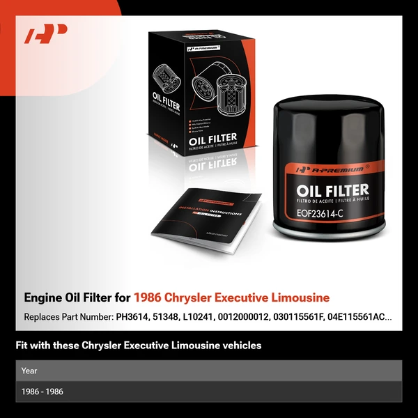 Engine Oil Filter for 1986 Chrysler Executive Limousine