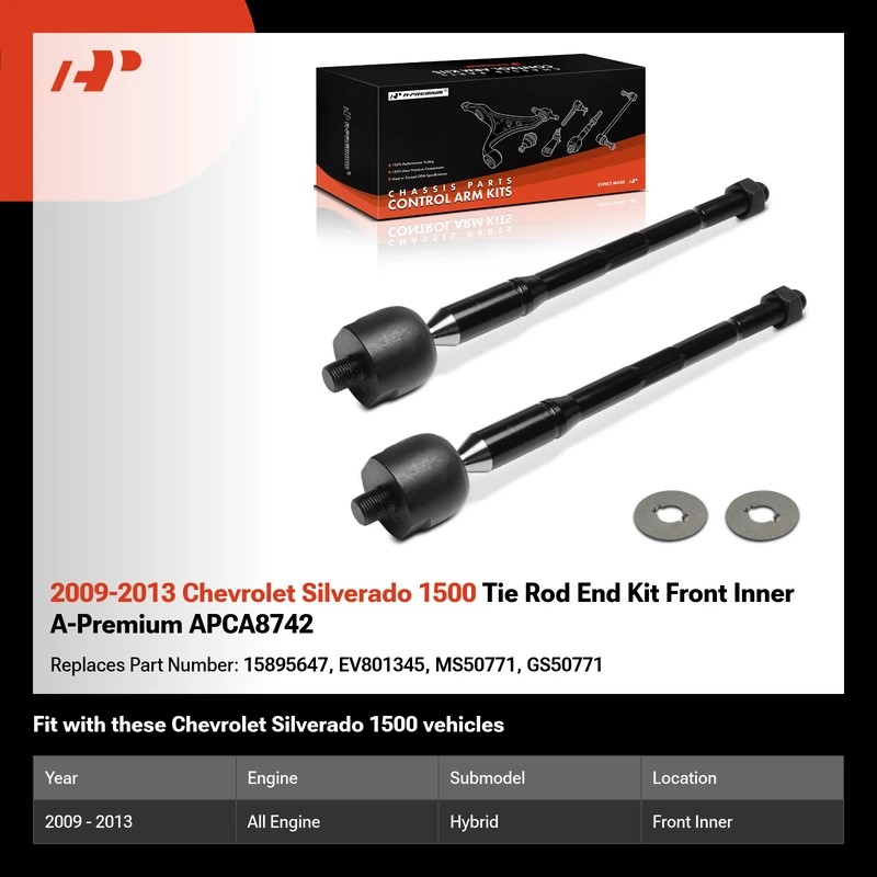 2009-2013 Chevrolet Silverado 1500 Tie Rod End Kit Front Inner A-Premium APCA8742