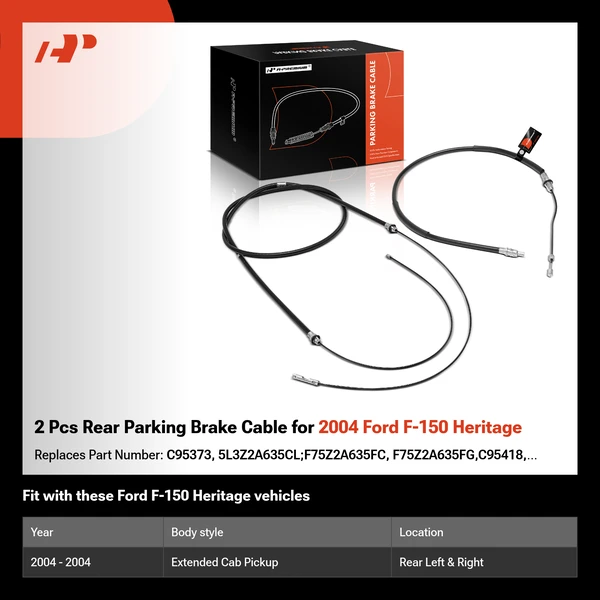 2 Pcs Rear Parking Brake Cable for 2004 Ford F-150 Heritage