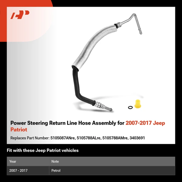 Power Steering Return Line Hose Assembly for 2007-2017 Jeep Patriot