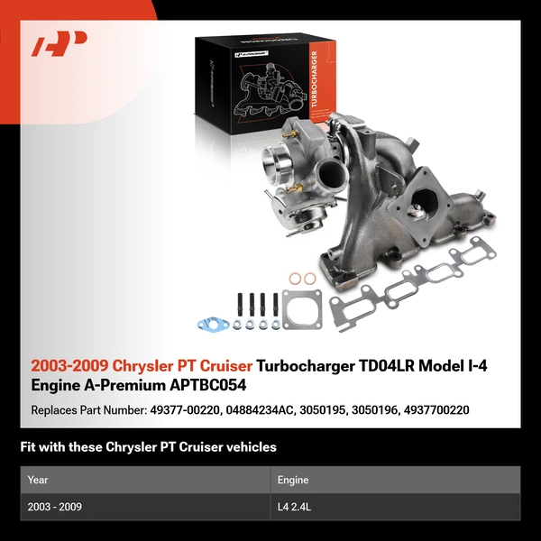 2003-2009 Chrysler PT Cruiser Turbocharger TD04LR Model I-4 Engine A-Premium APTBC054