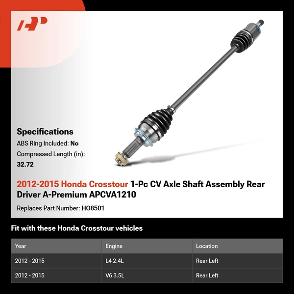 2012-2015 Honda Crosstour 1-Pc CV Axle Shaft Assembly Rear Driver A-Premium APCVA1210