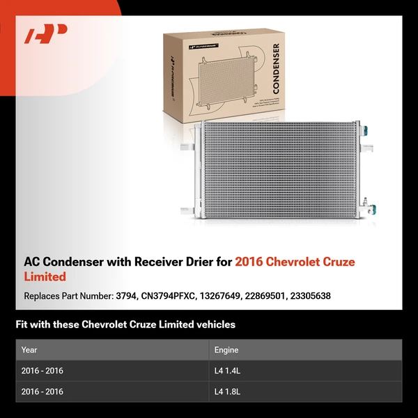 AC Condenser with Receiver Drier for 2016 Chevrolet Cruze Limited