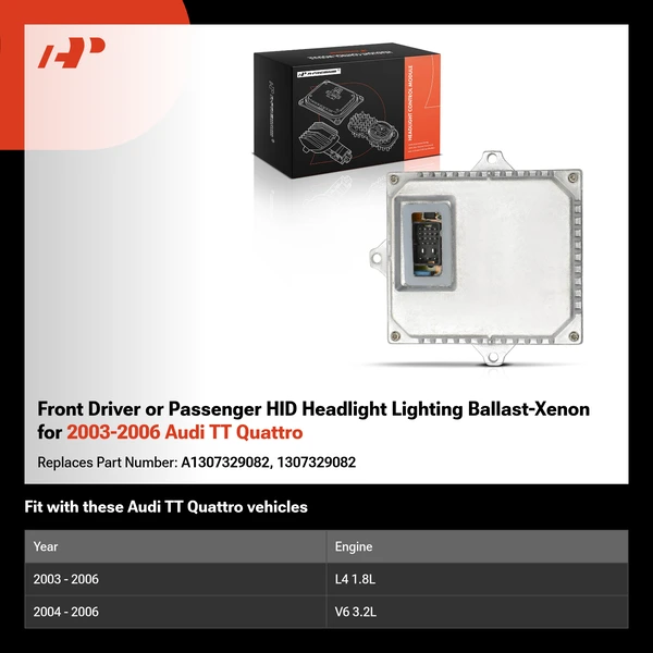 Front Driver or Passenger HID Headlight Lighting Ballast-Xenon for 2003-2006 Audi TT Quattro