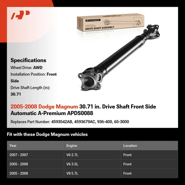 2005-2008 Dodge Magnum 30.71 in. Drive Shaft Front Side Automatic A-Premium APDS0088