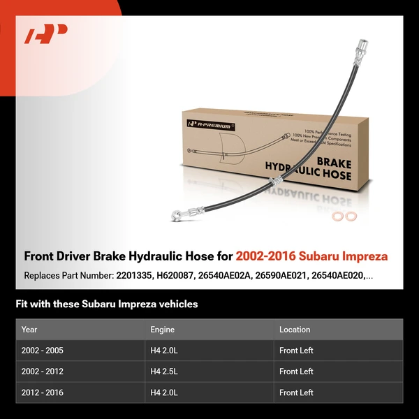 Front Driver Brake Hydraulic Hose for 2002-2016 Subaru Impreza