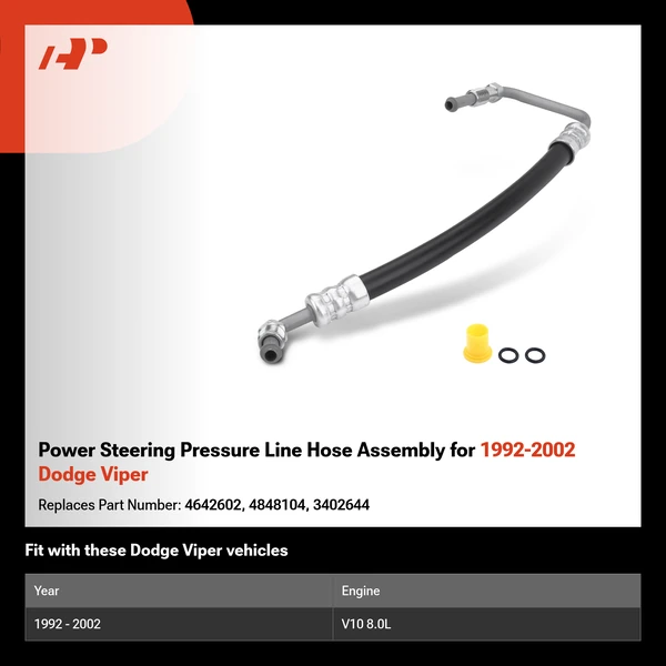 Power Steering Pressure Line Hose Assembly for 1992-2002 Dodge Viper