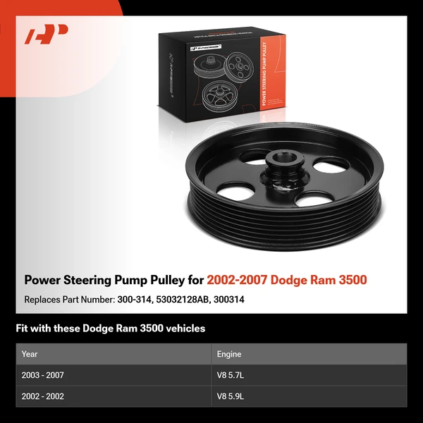 Power Steering Pump Pulley for 2002-2007 Dodge Ram 3500