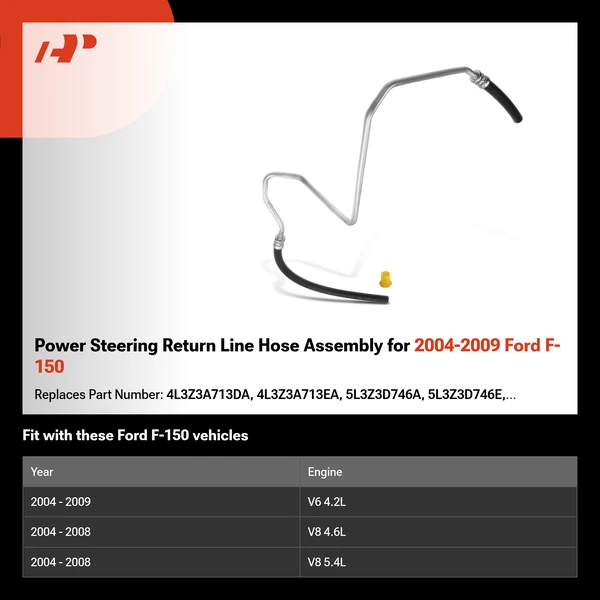 Power Steering Return Line Hose Assembly for 2004-2009 Ford F-150