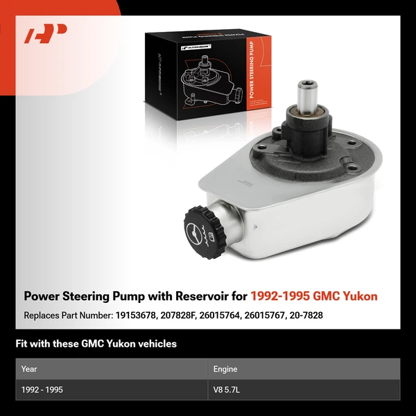 Power Steering Pump with Reservoir for 1992-1995 GMC Yukon