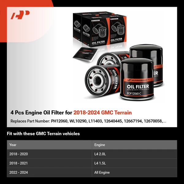 4 Pcs Engine Oil Filter for 2018-2024 GMC Terrain