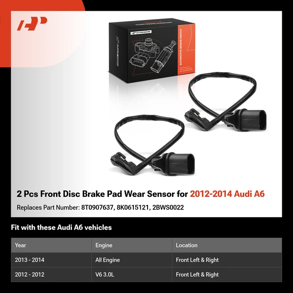2 Pcs Front Disc Brake Pad Wear Sensor for 2012-2014 Audi A6