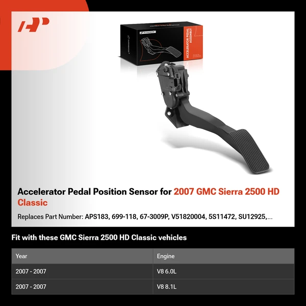 Accelerator Pedal Position Sensor for 2007 GMC Sierra 2500 HD Classic