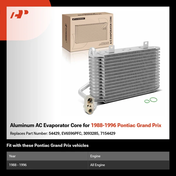 Aluminum AC Evaporator Core for 1988-1996 Pontiac Grand Prix