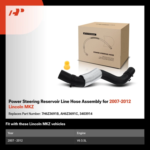 Power Steering Reservoir Line Hose Assembly for 2007-2012 Lincoln MKZ
