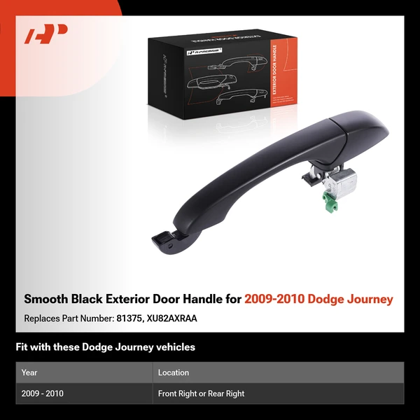 Smooth Black Exterior Door Handle for 2009-2010 Dodge Journey