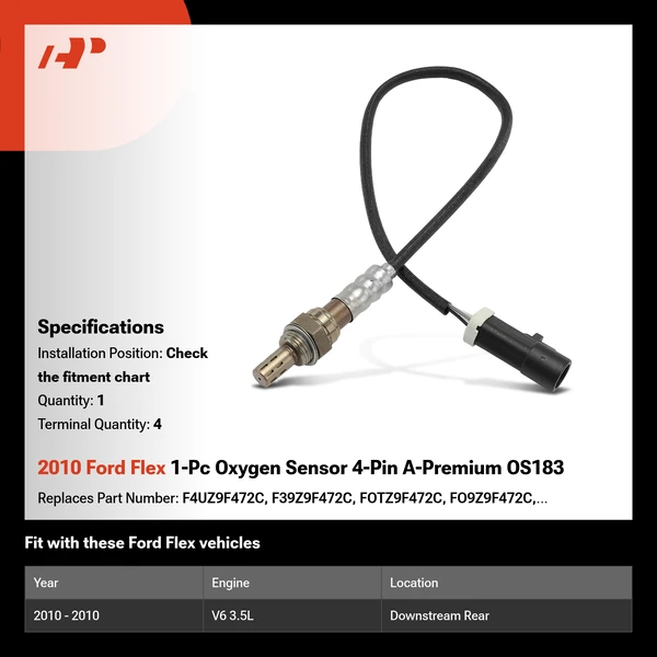 2010 Ford Flex 1-Pc Oxygen Sensor 4-Pin A-Premium OS183