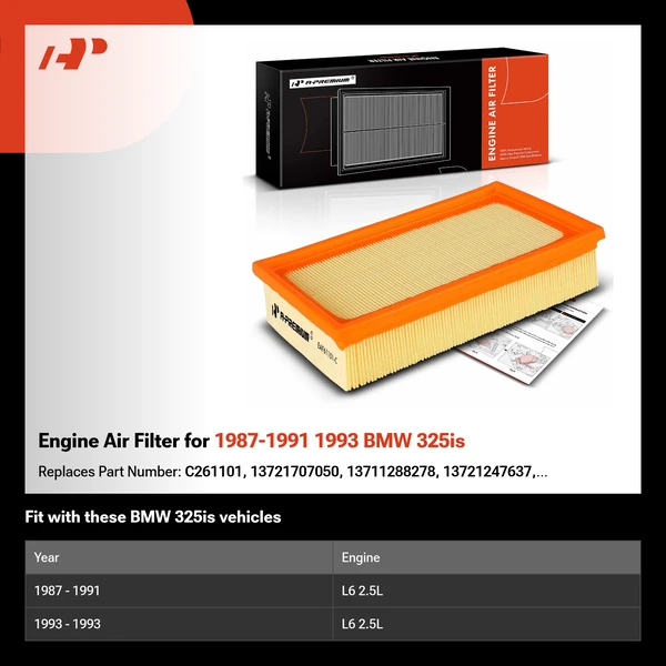 Engine Air Filter for 1987-1991 1993 BMW 325is
