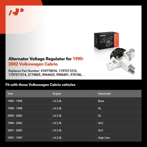 Alternator Voltage Regulator for 1995-2002 Volkswagen Cabrio