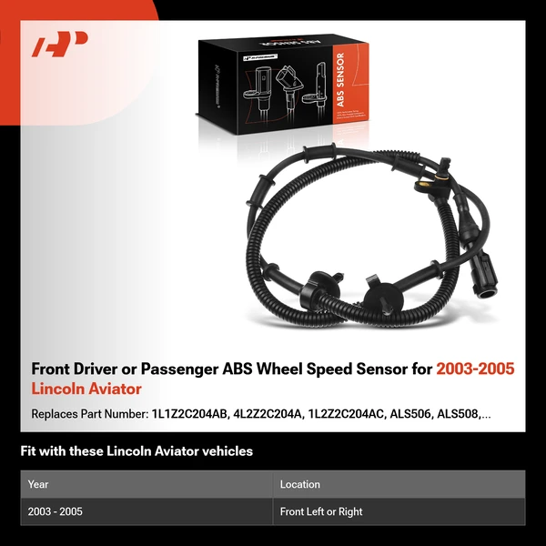 Front Driver or Passenger ABS Wheel Speed Sensor for 2003-2005 Lincoln Aviator
