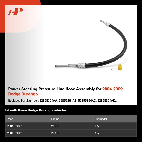 Power Steering Pressure Line Hose Assembly for 2004-2009 Dodge Durango