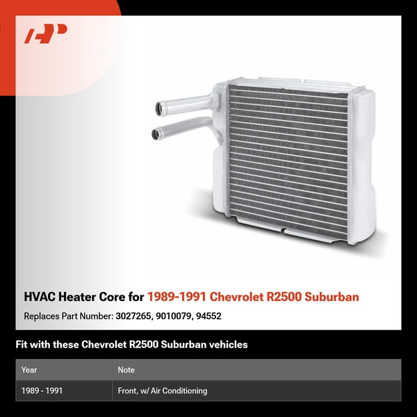 HVAC Heater Core for 1989-1991 Chevrolet R2500 Suburban