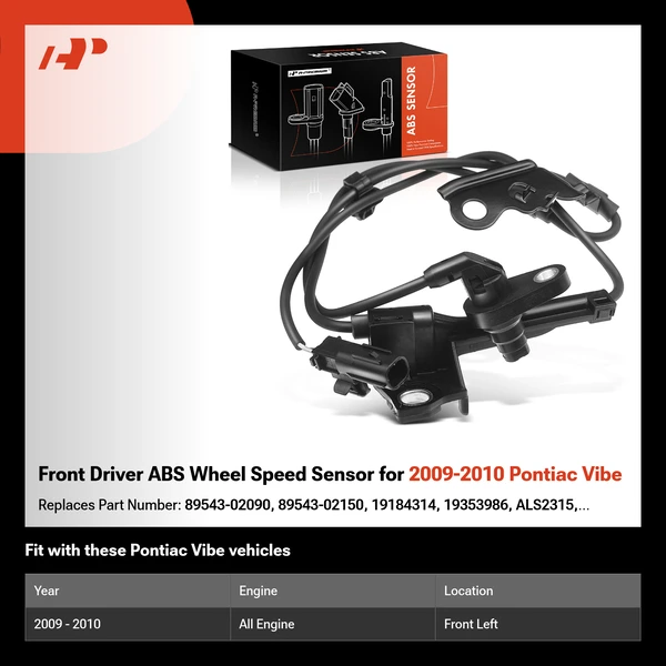 Front Driver ABS Wheel Speed Sensor for 2009-2010 Pontiac Vibe