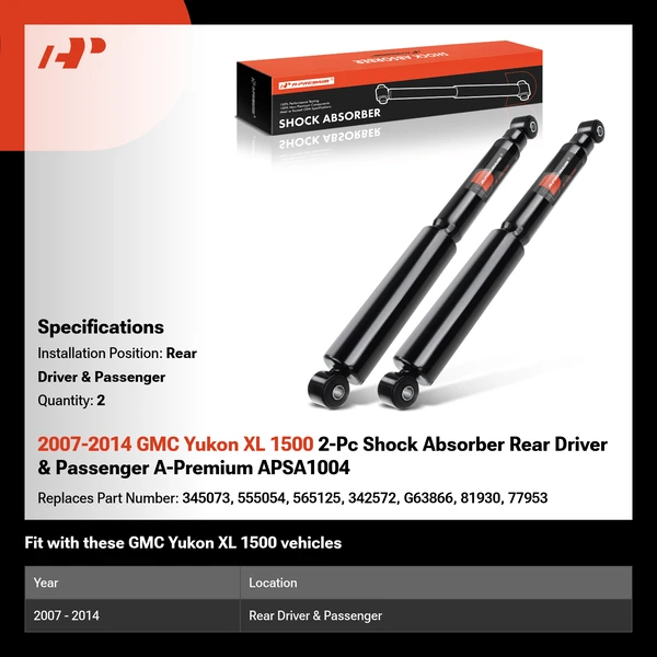 2007-2014 GMC Yukon XL 1500 2-Pc Shock Absorber Rear Driver & Passenger A-Premium APSA1004