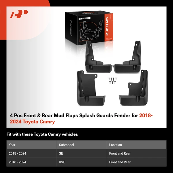 4 Pcs Front & Rear Mud Flaps Splash Guards Fender for 2018-2024 Toyota Camry