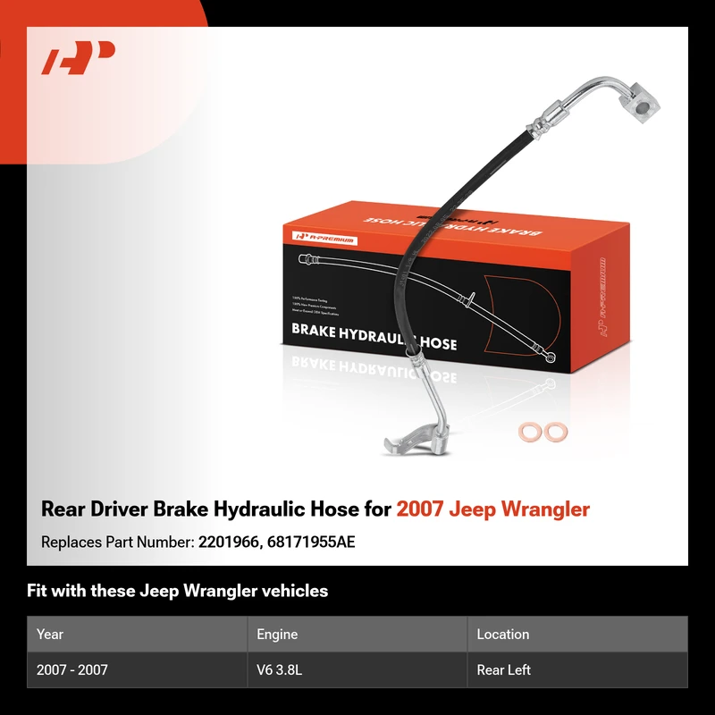Rear Driver Brake Hydraulic Hose for 2007 Jeep Wrangler