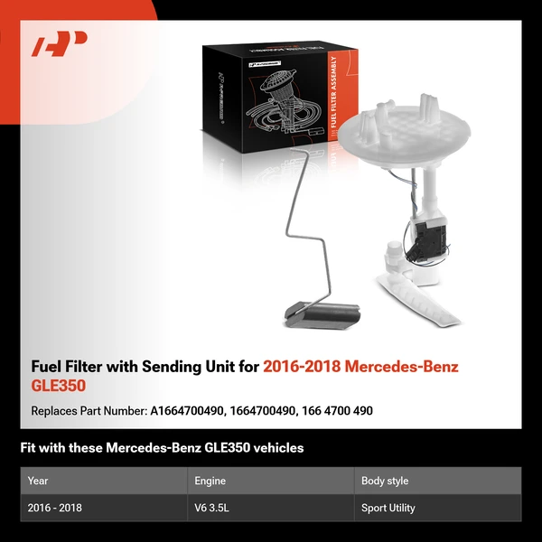 Fuel Filter with Sending Unit for 2016-2018 Mercedes-Benz GLE350