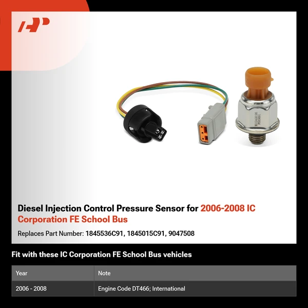Diesel Injection Control Pressure Sensor for 2006-2008 IC Corporation FE School Bus