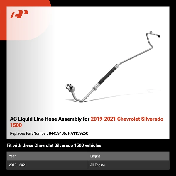 AC Liquid Line Hose Assembly for 2019-2021 Chevrolet Silverado 1500