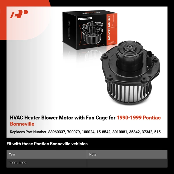 HVAC Heater Blower Motor with Fan Cage for 1990-1999 Pontiac Bonneville