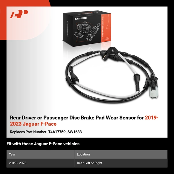Rear Driver or Passenger Disc Brake Pad Wear Sensor for 2019-2023 Jaguar F-Pace