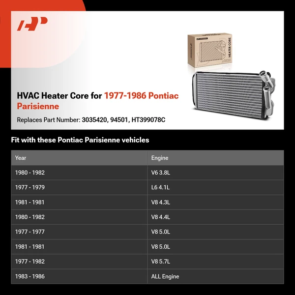 HVAC Heater Core for 1977-1986 Pontiac Parisienne