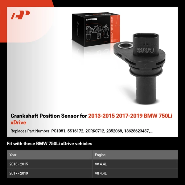 Crankshaft Position Sensor for 2013-2015 2017-2019 BMW 750Li xDrive