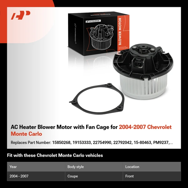 AC Heater Blower Motor with Fan Cage for 2004-2007 Chevrolet Monte Carlo