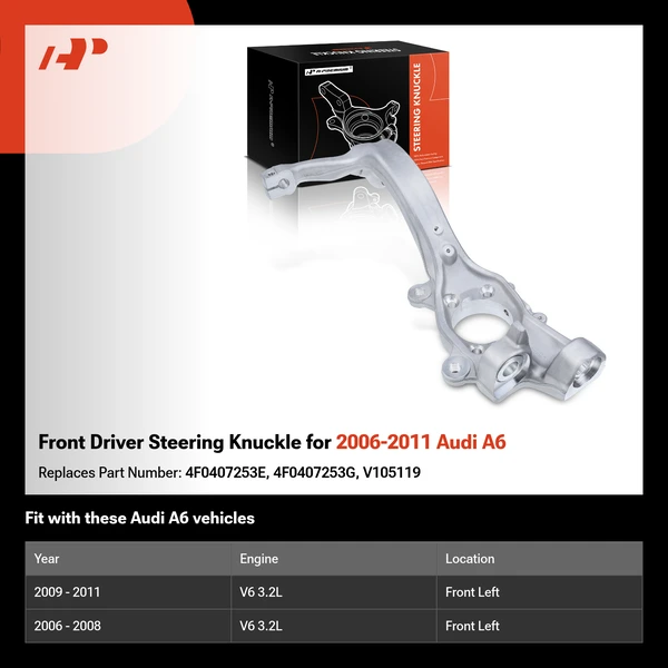 Front Driver Steering Knuckle for 2006-2011 Audi A6