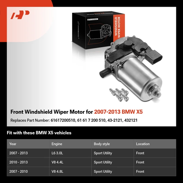 Front Windshield Wiper Motor for 2007-2013 BMW X5