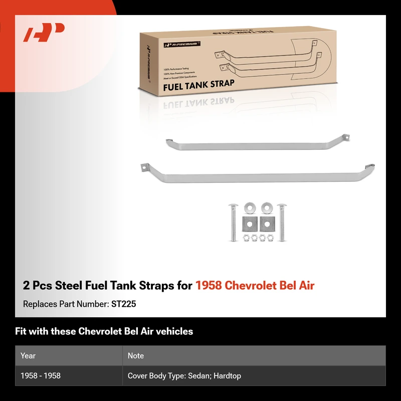 2 Pcs Steel Fuel Tank Straps for 1958 Chevrolet Bel Air