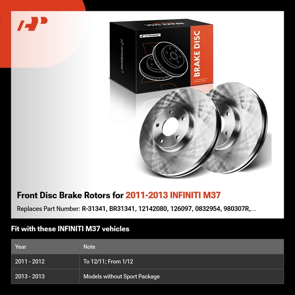 Front Disc Brake Rotors for 2011-2013 INFINITI M37