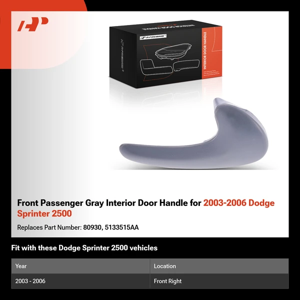Front Passenger Gray Interior Door Handle for 2003-2006 Dodge Sprinter 2500