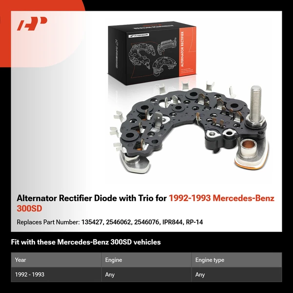 Alternator Rectifier Diode with Trio for 1992-1993 Mercedes-Benz 300SD