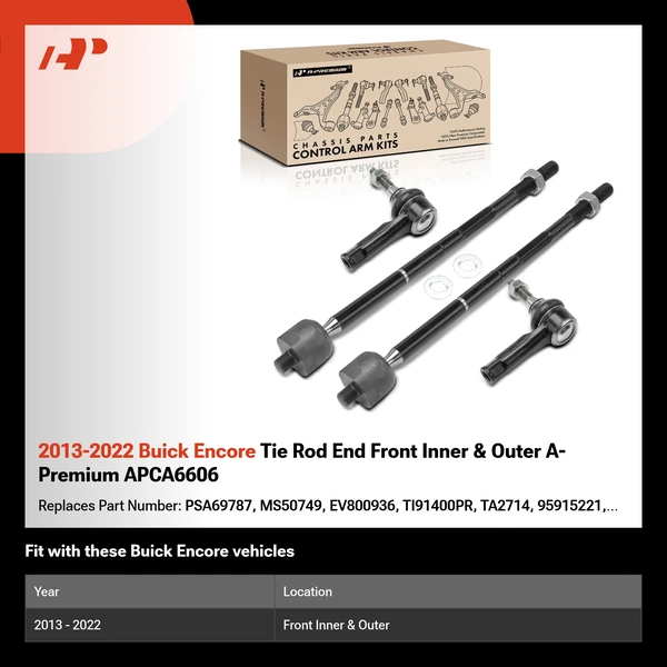 2013-2022 Buick Encore Tie Rod End Front Inner & Outer A-Premium APCA6606