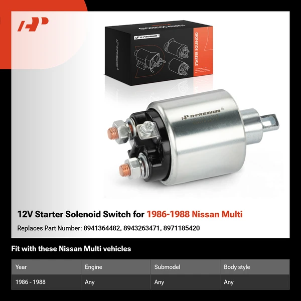 12V Starter Solenoid Switch for 1986-1988 Nissan Multi
