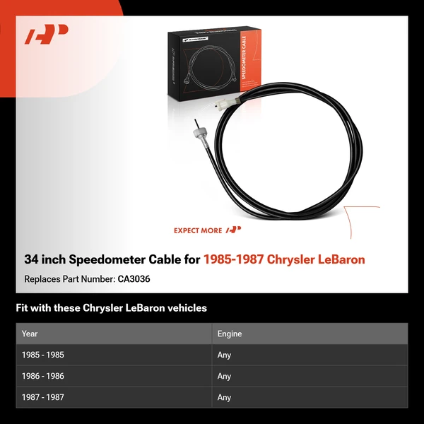 34 inch Speedometer Cable for 1985-1987 Chrysler LeBaron